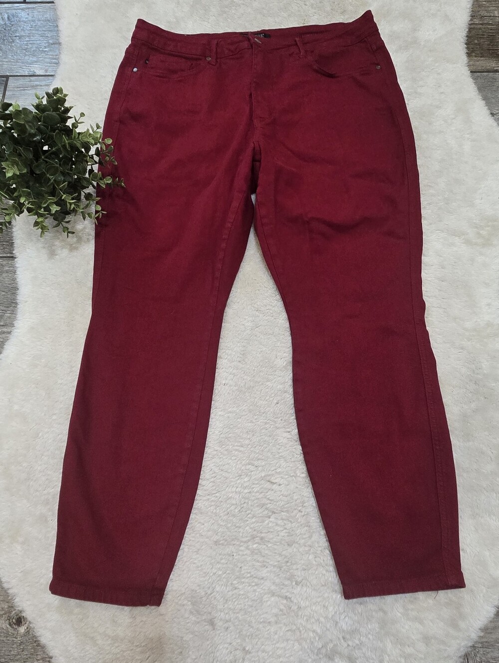 Judy Blue Burgundy Red High-Waisted Skinny Stretch Casual Chic Jeans, 20W